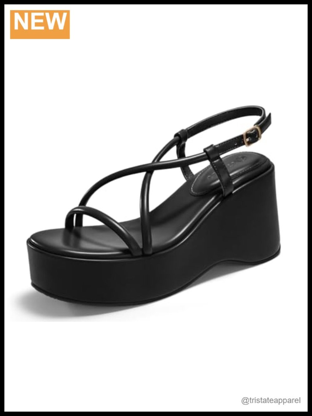 Platform Wedge Slingback Sandals Faux Leather Open Toe Dressy Casual